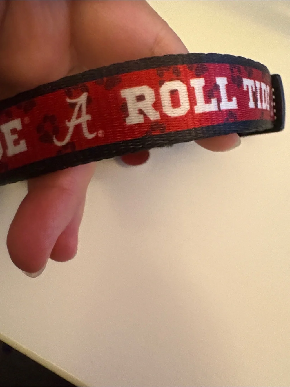 Red 'Roll Tide' Adjustable Dog Collar with Bone ID Tag new